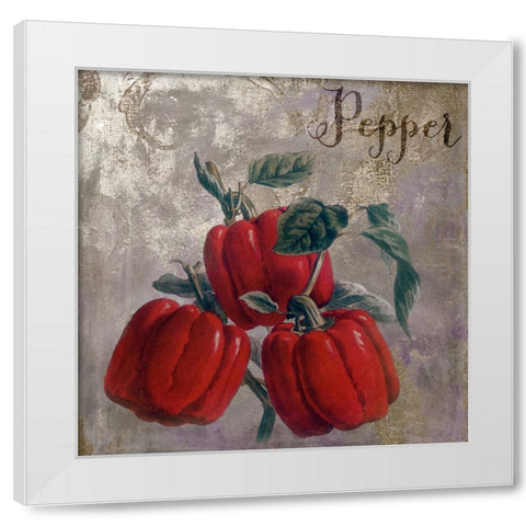 Medley_Gold_peppers White Modern Wood Framed Art Print by Sasha