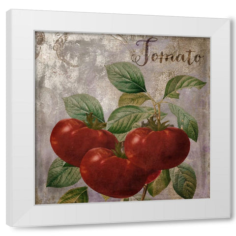 Medley_Gold_Tomato White Modern Wood Framed Art Print by Sasha