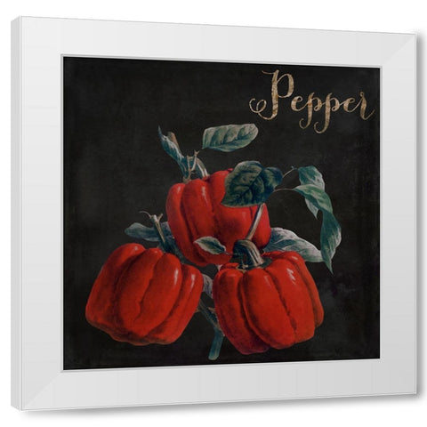 Medley_Pepper White Modern Wood Framed Art Print by Sasha