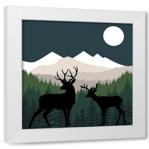 Deer Path Moon White Modern Wood Framed Art Print by Sasha