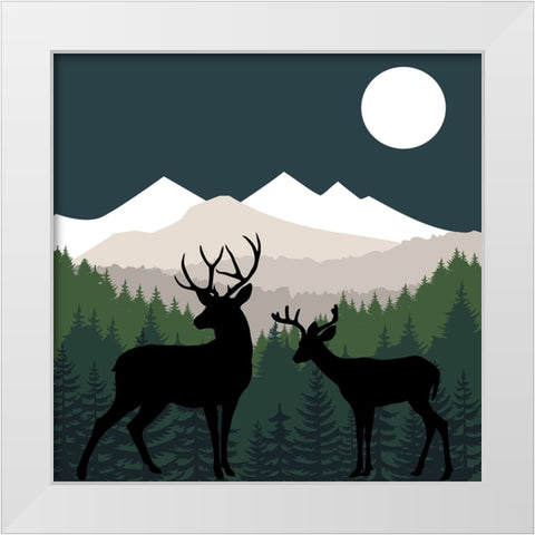 Deer Path Moon White Modern Wood Framed Art Print by Sasha