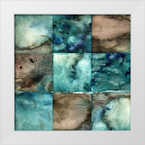 Sea Patches I White Modern Wood Framed Art Print by Sasha
