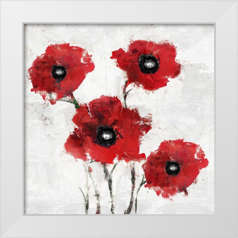 Poppies Impasto White Modern Wood Framed Art Print by Sasha