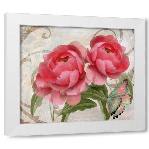 Apricot Peonies I White Modern Wood Framed Art Print by Sasha