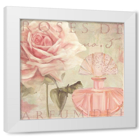 Parfum de Roses I White Modern Wood Framed Art Print by Sasha
