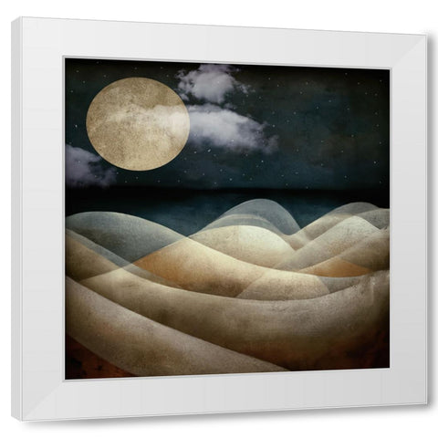 The Moon the Sea White Modern Wood Framed Art Print by Sasha