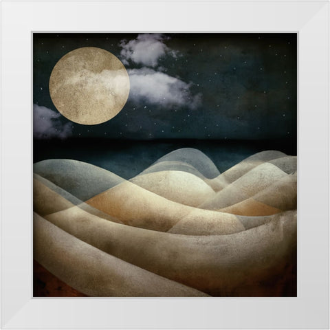 The Moon the Sea White Modern Wood Framed Art Print by Sasha