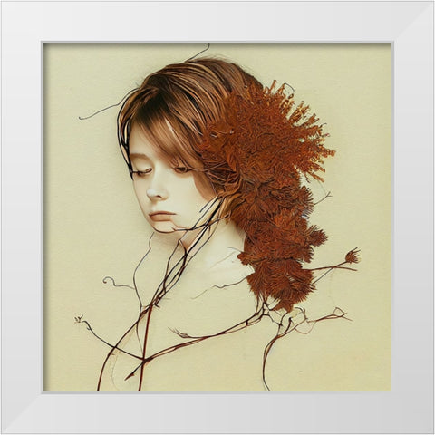 Tree Girl White Modern Wood Framed Art Print by Sasha