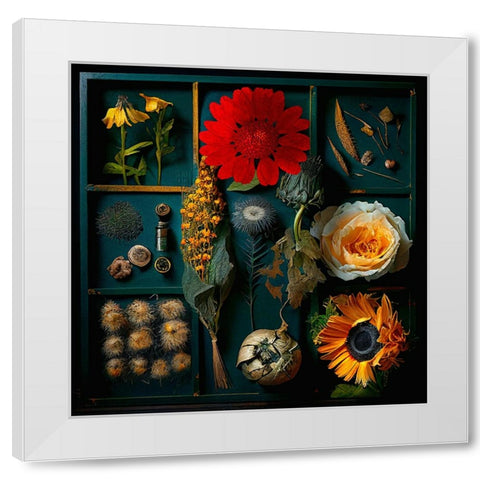 Dried Flowers I White Modern Wood Framed Art Print by Sasha