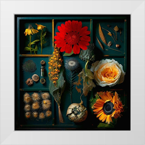 Dried Flowers I White Modern Wood Framed Art Print by Sasha