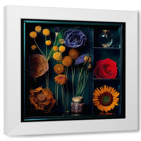 Dried Flowers II White Modern Wood Framed Art Print by Sasha