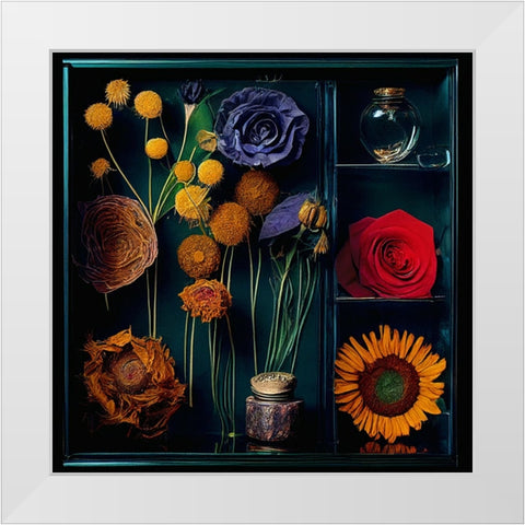 Dried Flowers II White Modern Wood Framed Art Print by Sasha
