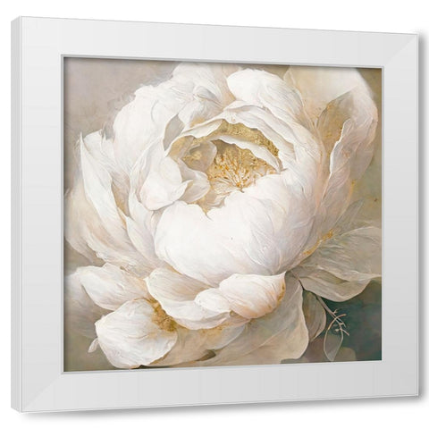 Peony Poses I White Modern Wood Framed Art Print by Sasha