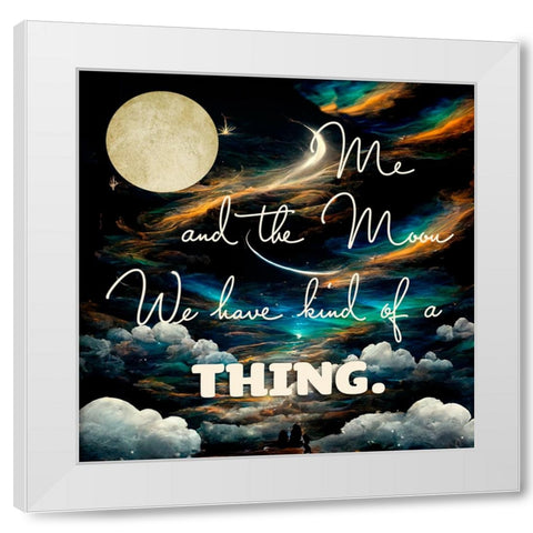 Me and the Moon White Modern Wood Framed Art Print by Sasha
