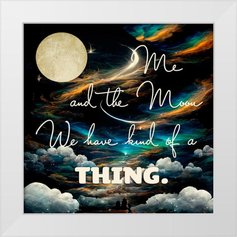 Me and the Moon White Modern Wood Framed Art Print by Sasha
