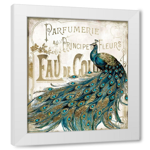 Peacock Jewels White Modern Wood Framed Art Print by Sasha