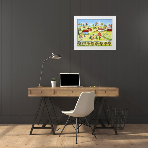 Appleville White Modern Wood Framed Art Print by Mark, Sharon