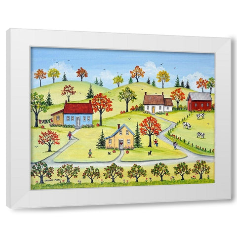 Appleville White Modern Wood Framed Art Print by Mark, Sharon
