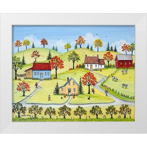 Appleville White Modern Wood Framed Art Print by Mark, Sharon
