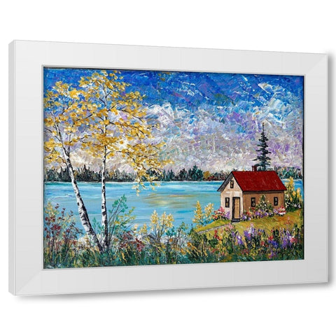 Birches on the Lake White Modern Wood Framed Art Print by Mark, Sharon