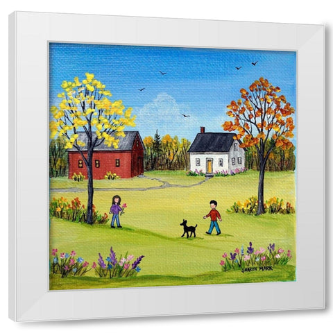 Bright Autumn White Modern Wood Framed Art Print by Mark, Sharon