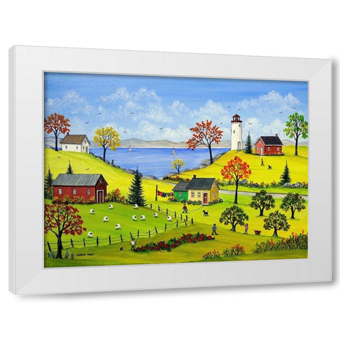 Bucolic Autumn White Modern Wood Framed Art Print by Mark, Sharon