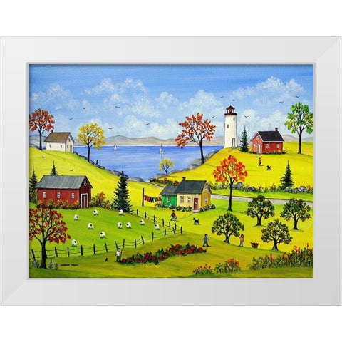 Bucolic Autumn White Modern Wood Framed Art Print by Mark, Sharon