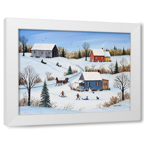 Country Road White Modern Wood Framed Art Print by Mark, Sharon