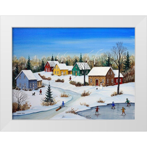 Five Houses in Winter White Modern Wood Framed Art Print by Mark, Sharon