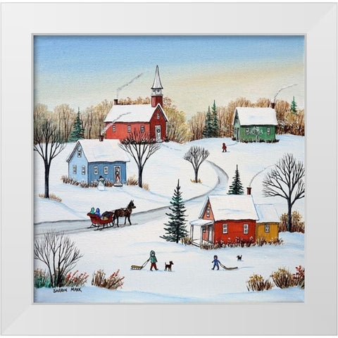 Fresh Snow White Modern Wood Framed Art Print by Mark, Sharon