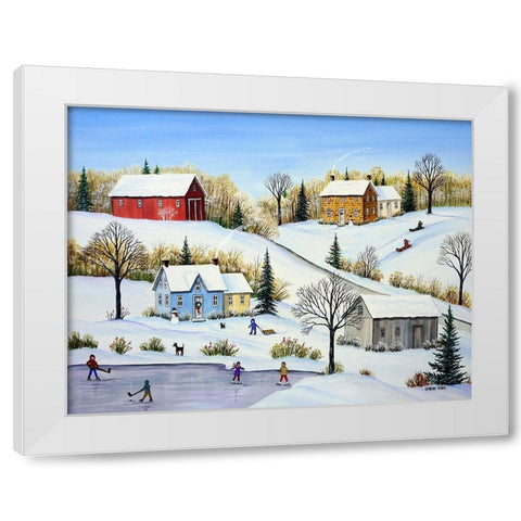 Fun Times in Winter White Modern Wood Framed Art Print by Mark, Sharon