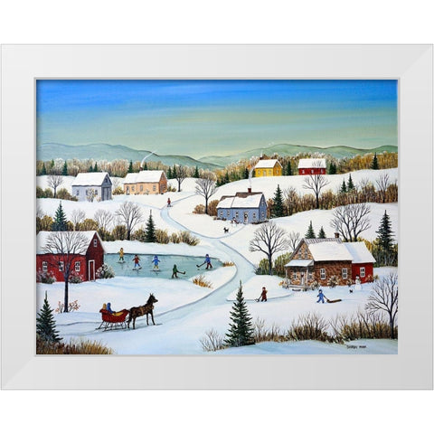 Little Country Village White Modern Wood Framed Art Print by Mark, Sharon