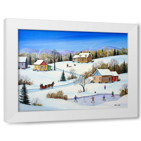 Little Homesteads White Modern Wood Framed Art Print by Mark, Sharon