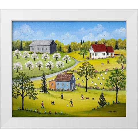 Orchard Blossoms White Modern Wood Framed Art Print by Mark, Sharon