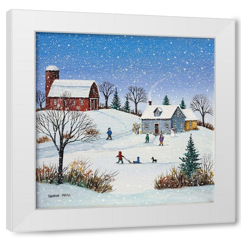 Our Winter Home White Modern Wood Framed Art Print by Mark, Sharon