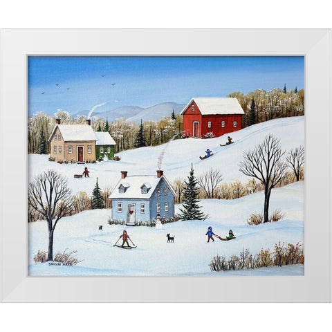 The Snow is Here White Modern Wood Framed Art Print by Mark, Sharon