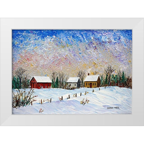 Warm Glow White Modern Wood Framed Art Print by Mark, Sharon