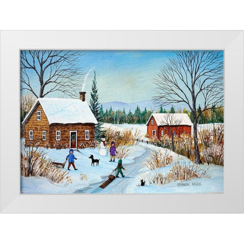 Winter Path White Modern Wood Framed Art Print by Mark, Sharon