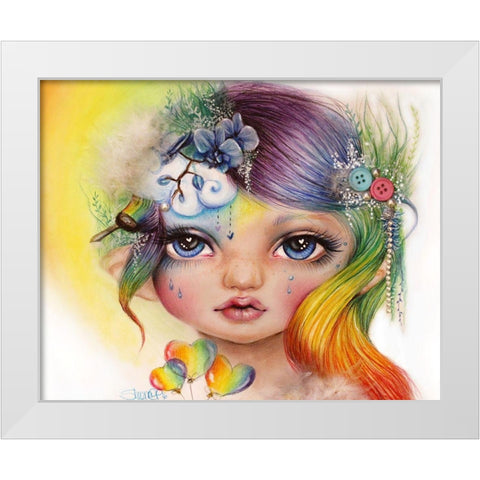 Rainbow Rosalie - MunchkinZ Elf White Modern Wood Framed Art Print by Sheena Pike Art