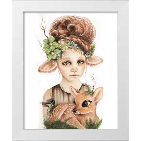 Faline - Only Friend In The World White Modern Wood Framed Art Print by Sheena Pike Art