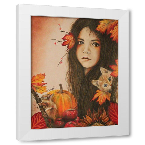 Autumn - Seasons Series White Modern Wood Framed Art Print by Sheena Pike Art