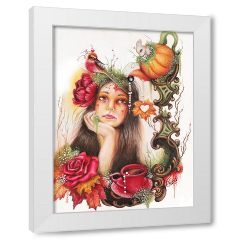 Autumn Tea - Tea Series White Modern Wood Framed Art Print by Sheena Pike Art