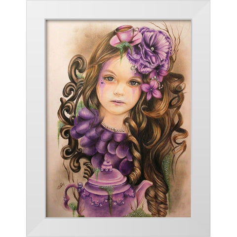 Lavender - Tea Series White Modern Wood Framed Art Print by Sheena Pike Art