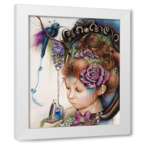 Tea And PeriWinkle - Tea Series White Modern Wood Framed Art Print by Sheena Pike Art