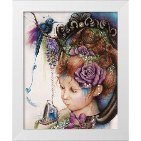 Tea And PeriWinkle - Tea Series White Modern Wood Framed Art Print by Sheena Pike Art
