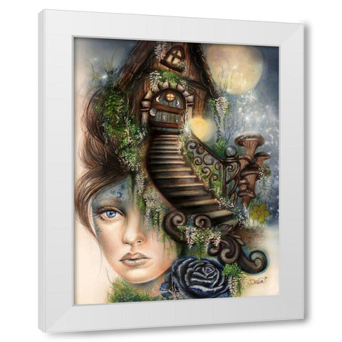 Moonlit Manor White Modern Wood Framed Art Print by Sheena Pike Art
