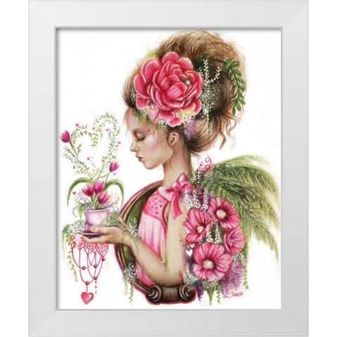 New Beginnings - Tea Series White Modern Wood Framed Art Print by Sheena Pike Art