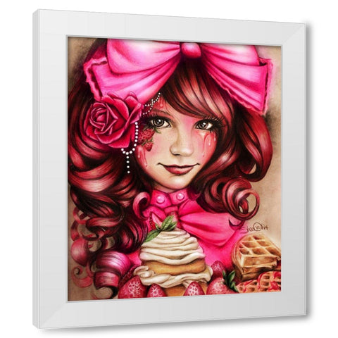 Strawberry White Modern Wood Framed Art Print by Sheena Pike Art
