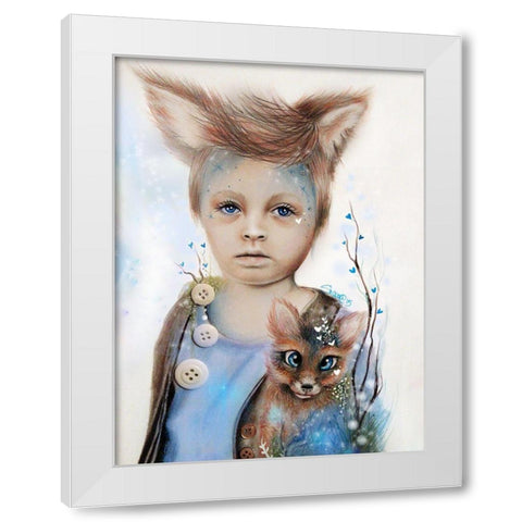 A Boy and his Fox - Only Friend in the World White Modern Wood Framed Art Print by Sheena Pike Art