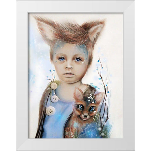 A Boy and his Fox - Only Friend in the World White Modern Wood Framed Art Print by Sheena Pike Art